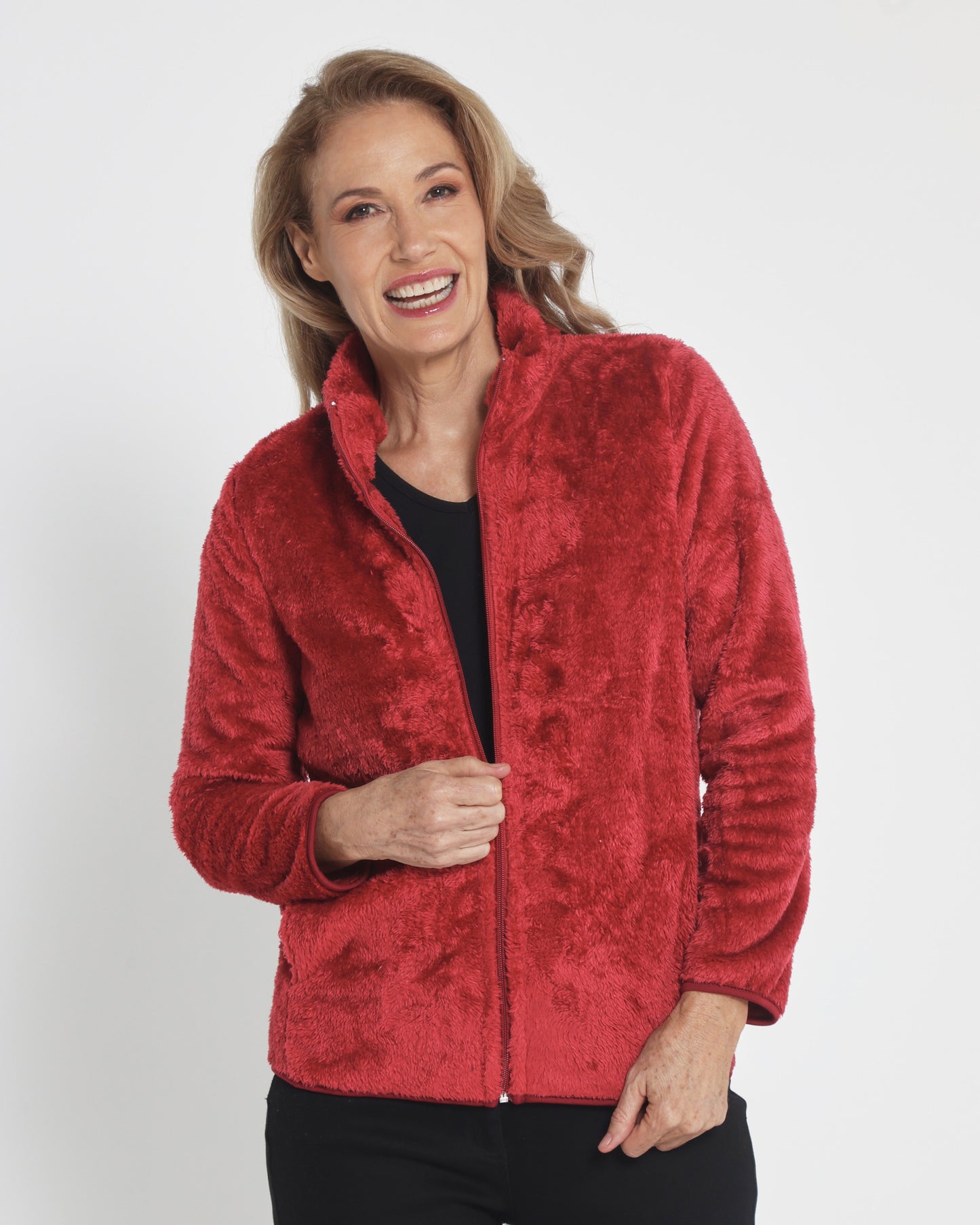 Freya Fluffy Jacket - Red