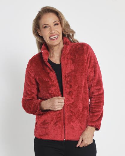 Freya Fluffy Jacket - Red