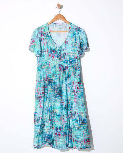 Cornwall Petite Dress - Aqua Mosaic