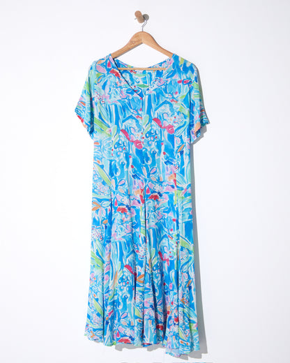 Mileka Midi Dress - Blue Watercolour
