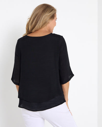 Leo Layered Top - Black