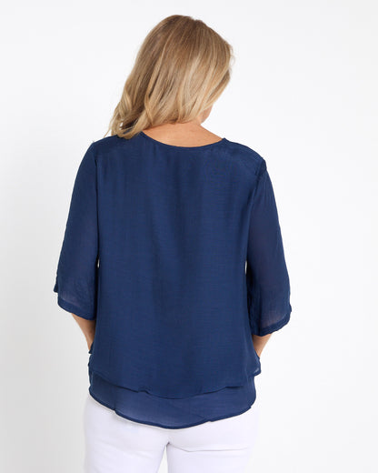 Leo Layered Top - Navy