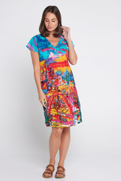 Ocampo Easy Fit Cotton Dress - Cactus Print