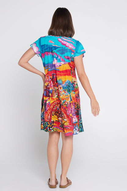 Ocampo Easy Fit Cotton Dress - Cactus Print