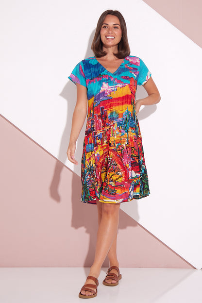 Ocampo Easy Fit Cotton Dress - Cactus Print