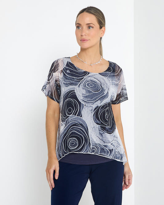 Jenna Layered Top - Misty Flowers