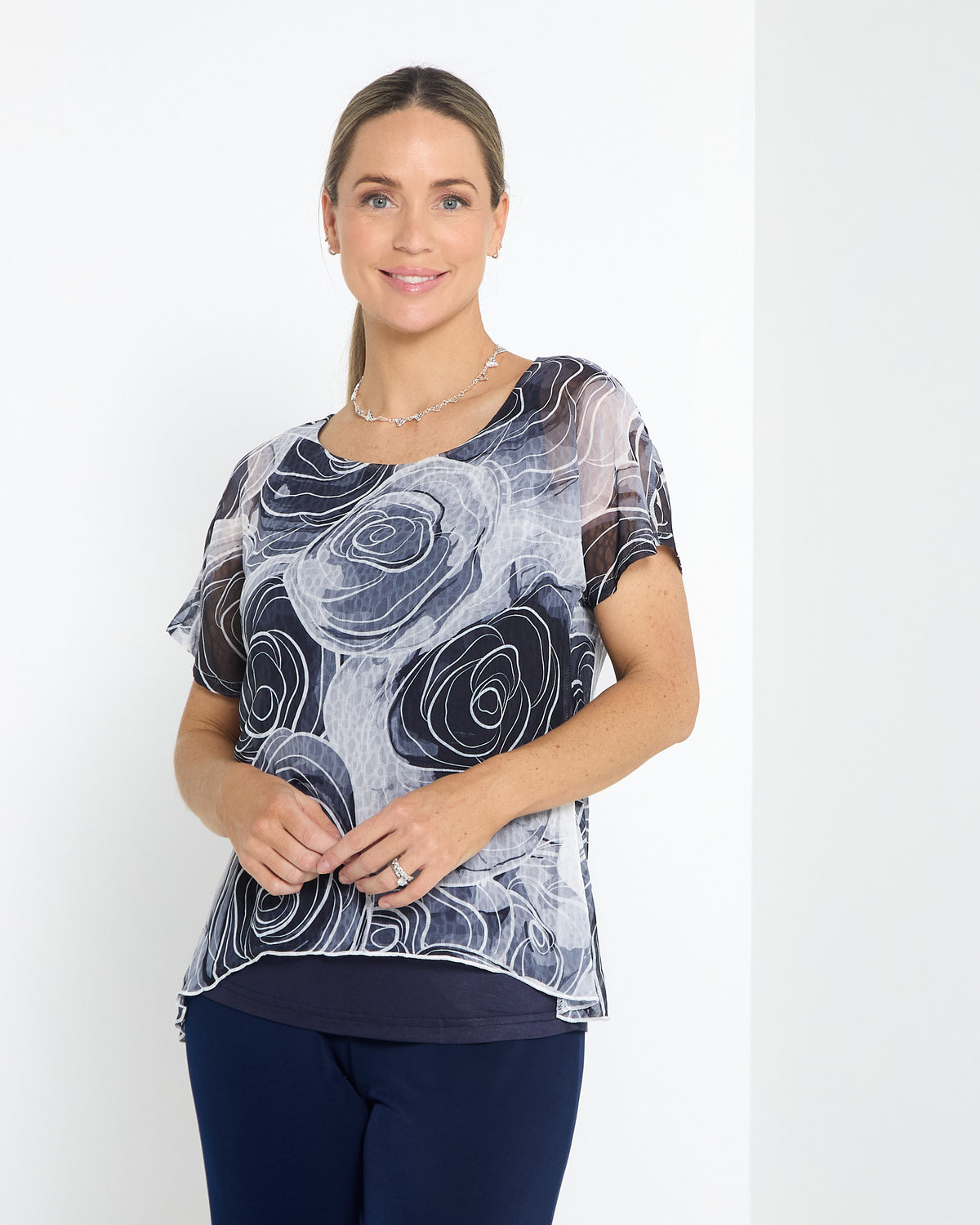 Jenna Layered Top - Misty Flowers