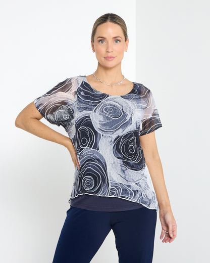 Jenna Layered Top - Misty Flowers