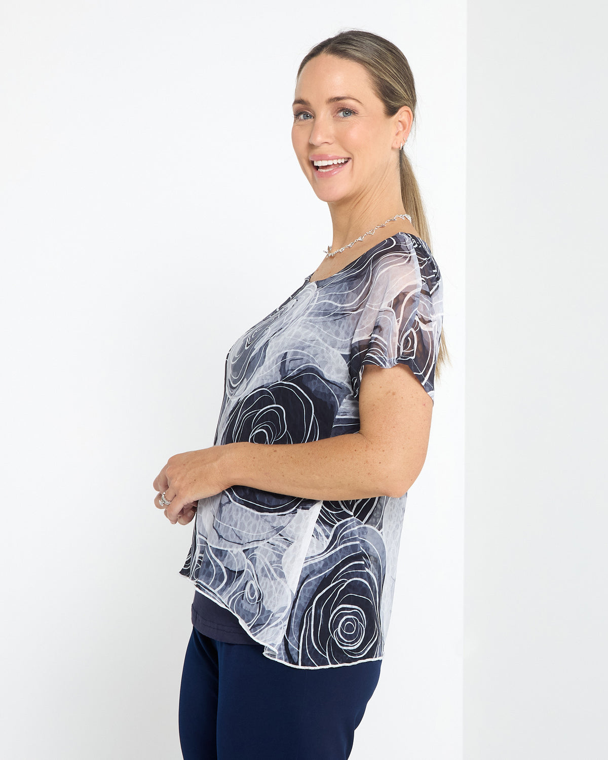 Jenna Layered Top - Misty Flowers
