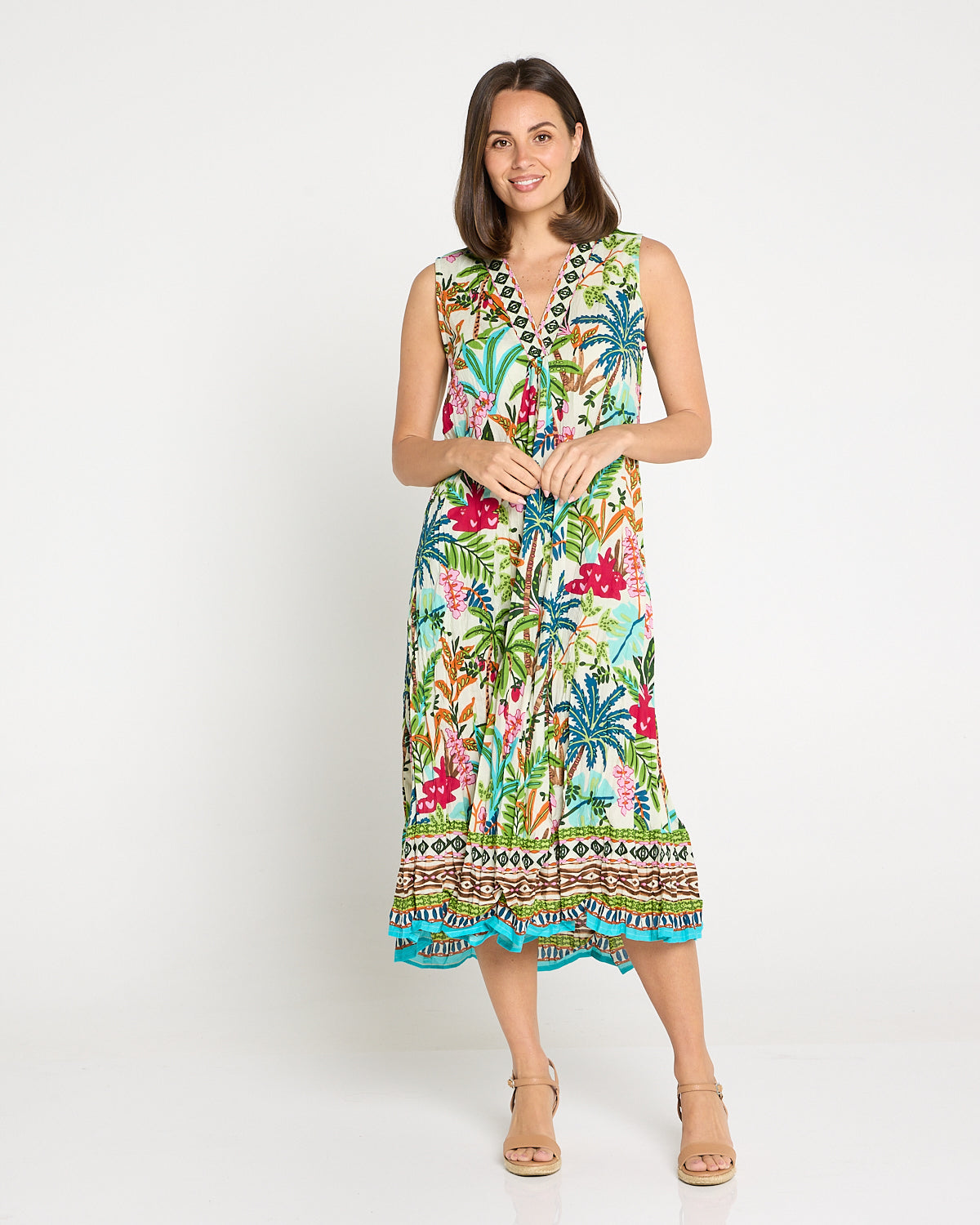 Organic Cotton Sleeveless Midi Dress - Ovahe