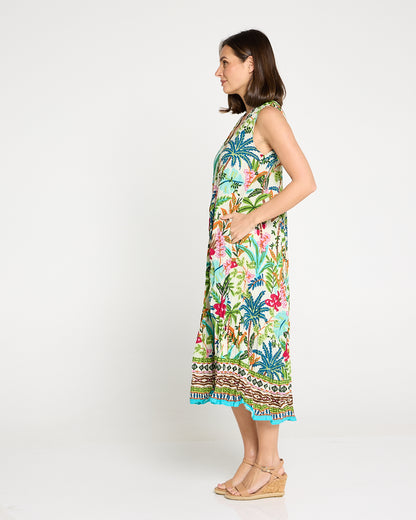 Organic Cotton Sleeveless Midi Dress - Ovahe