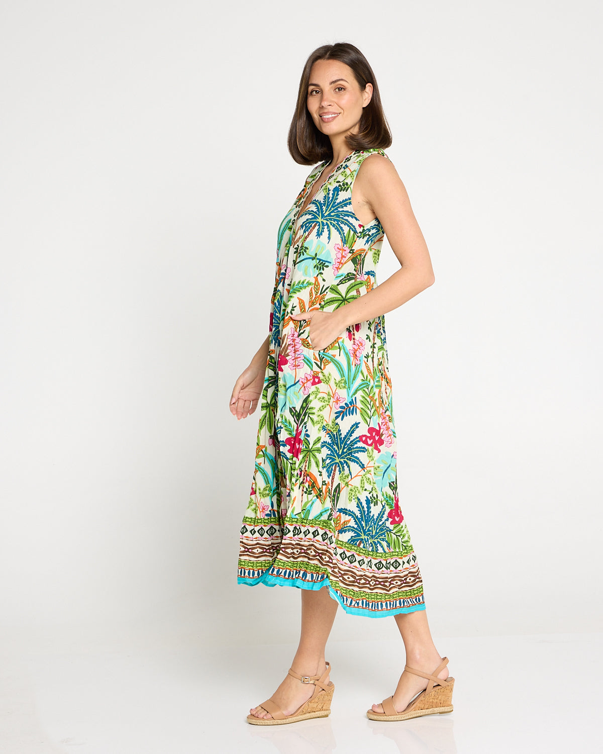 Organic Cotton Sleeveless Midi Dress - Ovahe