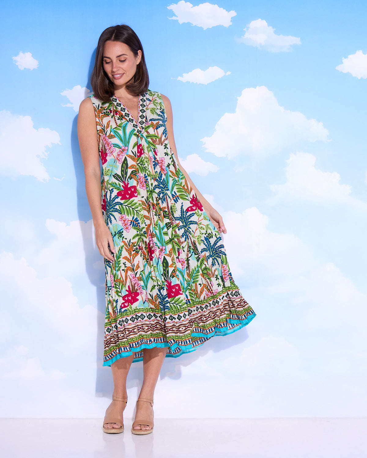 Organic Cotton Sleeveless Midi Dress - Ovahe