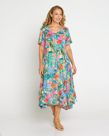 Short Sleeve Godet Dress - Malvinas