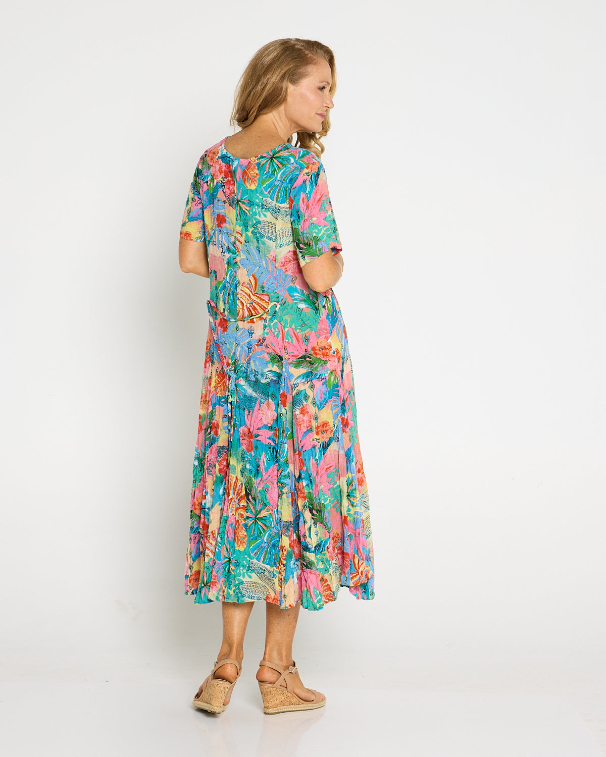 Short Sleeve Godet Dress - Malvinas