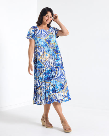 Clayton Dress - Sapphire Mosaic