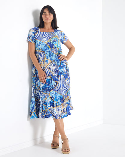 Clayton Dress - Sapphire Mosaic
