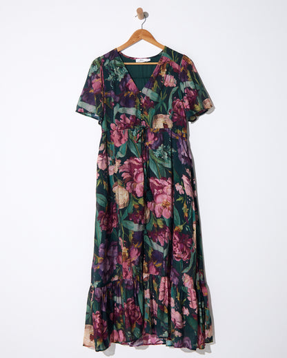 Cresida Party Dress - Emerald Floral