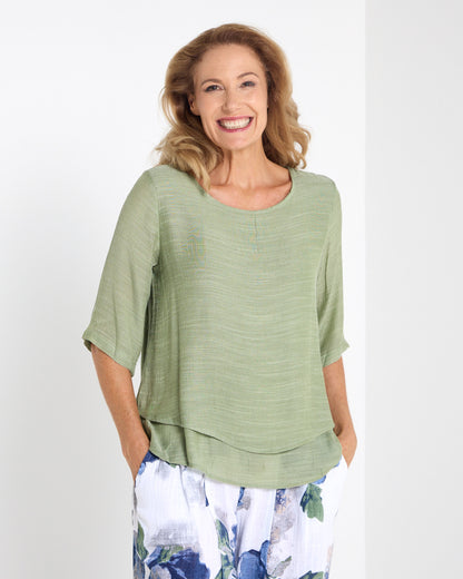 Leo Layered Top - Thyme