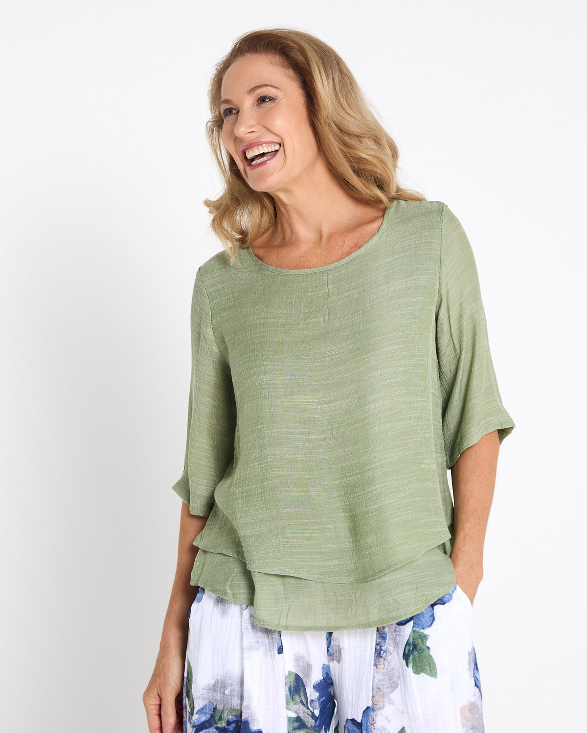 Leo Layered Top - Thyme