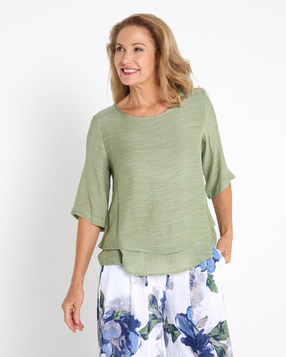 Leo Layered Top - Thyme