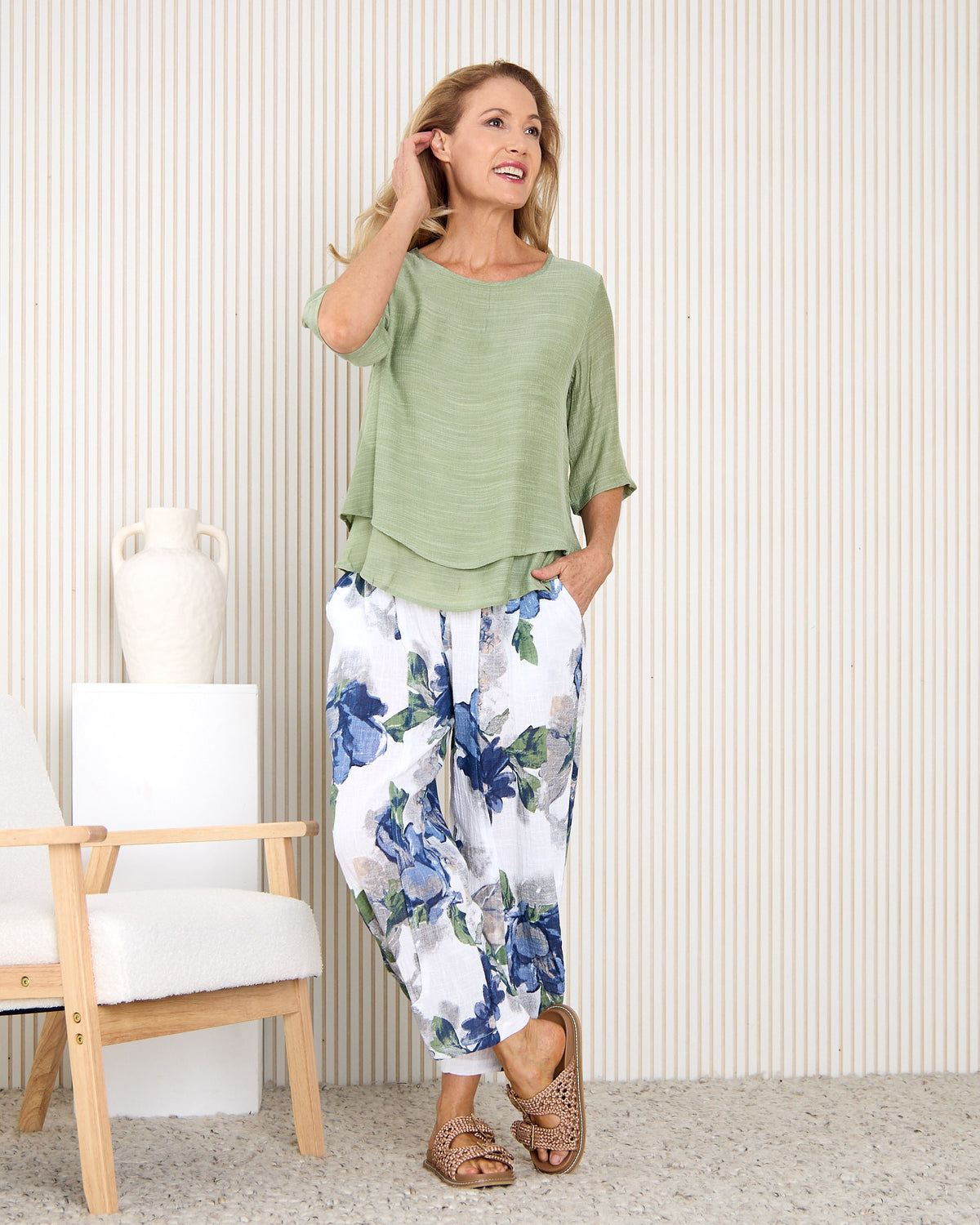 Leo Layered Top - Thyme