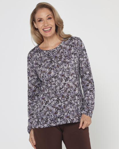 Hallie Long Sleeve Top - Evening Bloom
