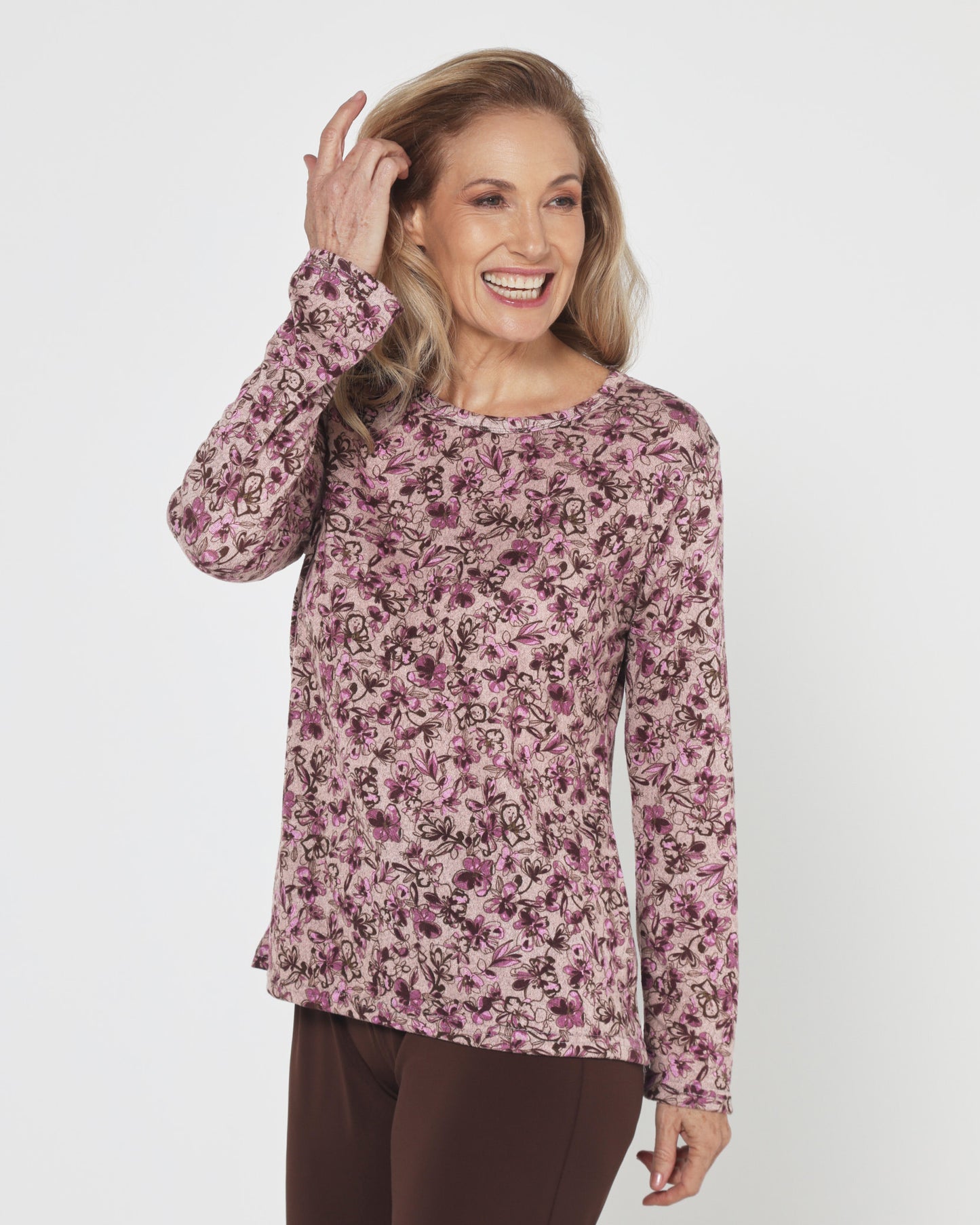 Hallie Long Sleeve Top - Berry Garden