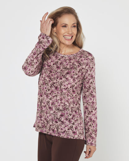 Hallie Long Sleeve Top - Berry Garden