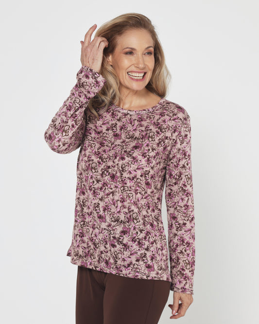 Hallie Long Sleeve Top - Berry Garden