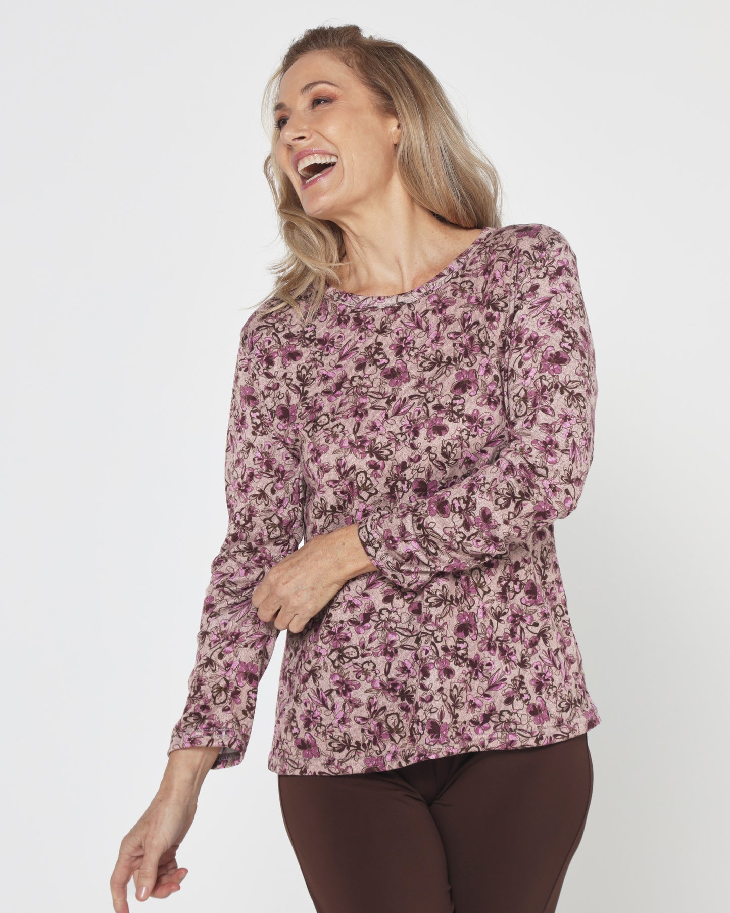 Hallie Long Sleeve Top - Berry Garden