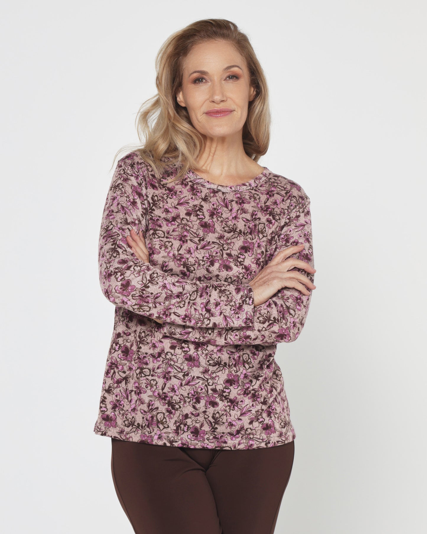 Hallie Long Sleeve Top - Berry Garden