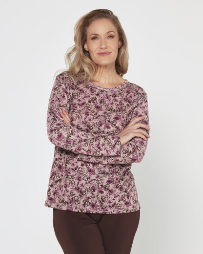 Hallie Long Sleeve Top - Berry Garden