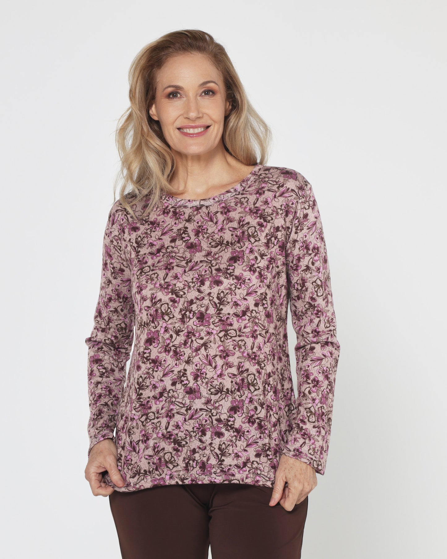 Hallie Long Sleeve Top - Berry Garden