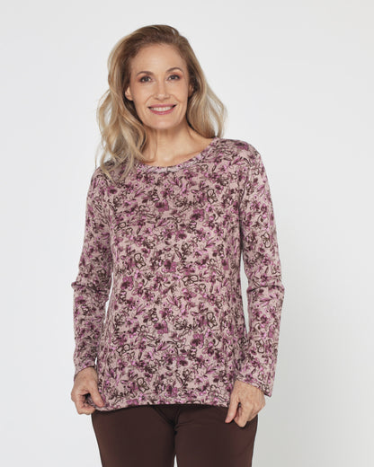 Hallie Long Sleeve Top - Berry Garden