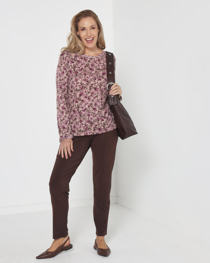 Hallie Long Sleeve Top - Berry Garden