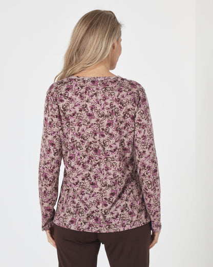 Hallie Long Sleeve Top - Berry Garden