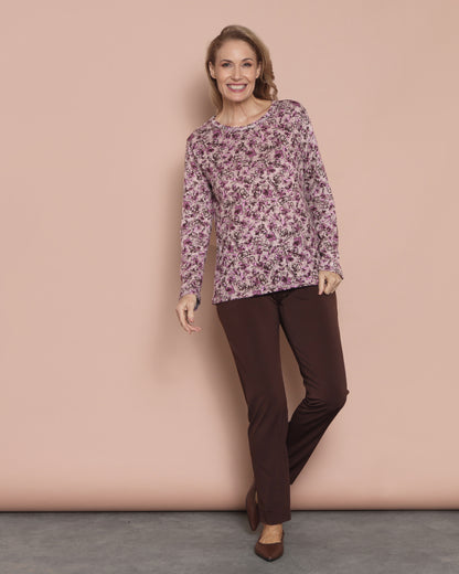 Hallie Long Sleeve Top - Berry Garden