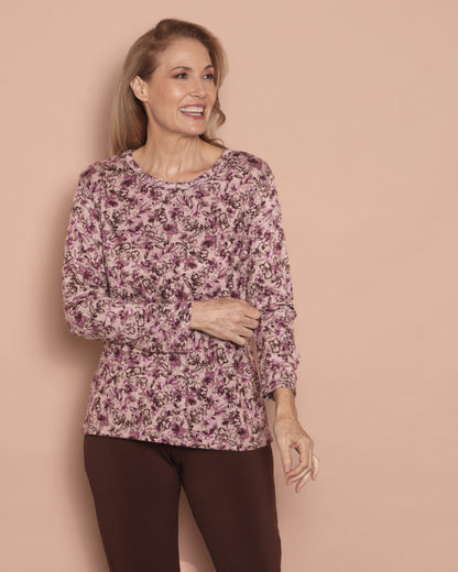 Hallie Long Sleeve Top - Berry Garden