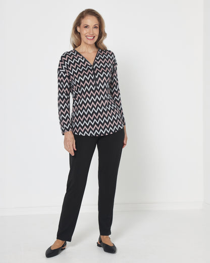 Redgrove Zip Top - Blush Chevron