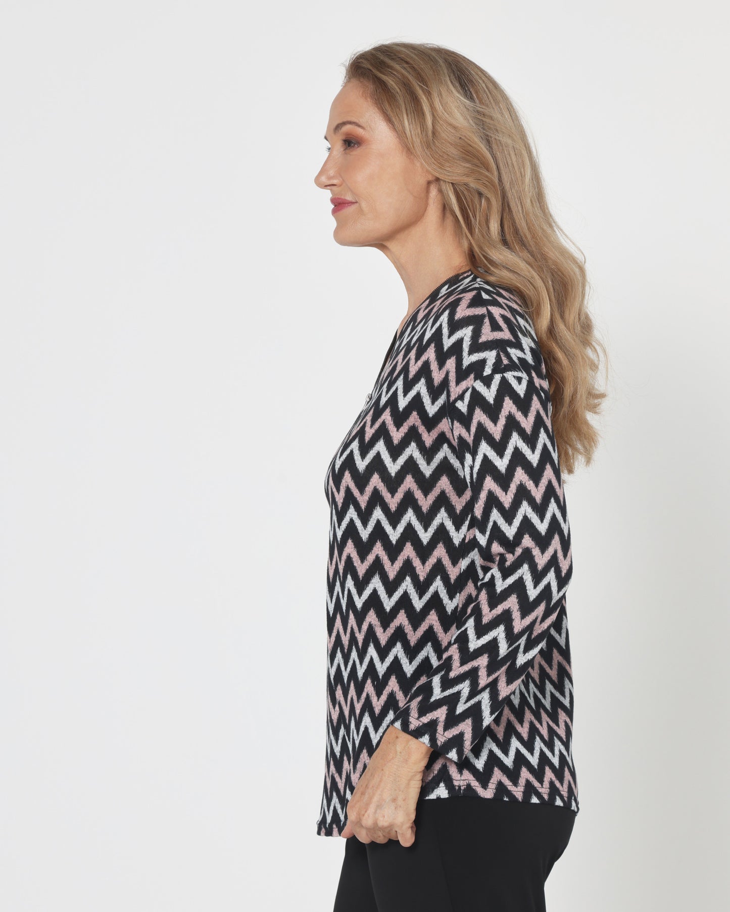 Redgrove Zip Top - Blush Chevron