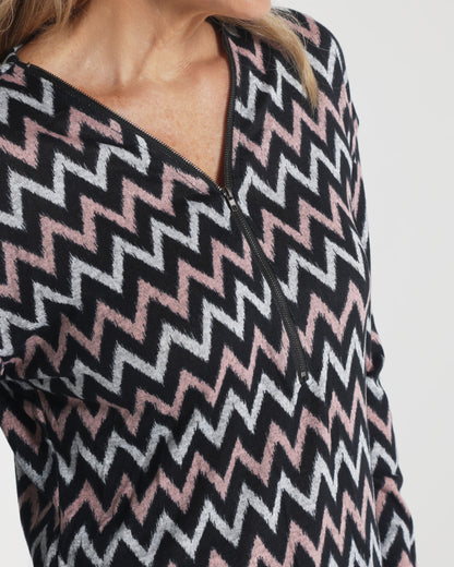 Redgrove Zip Top - Blush Chevron