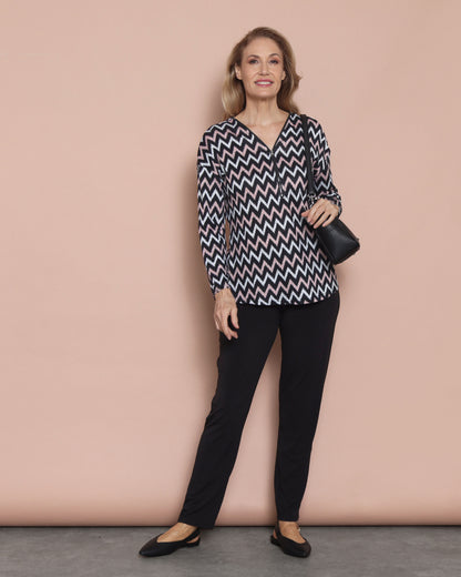 Redgrove Zip Top - Blush Chevron