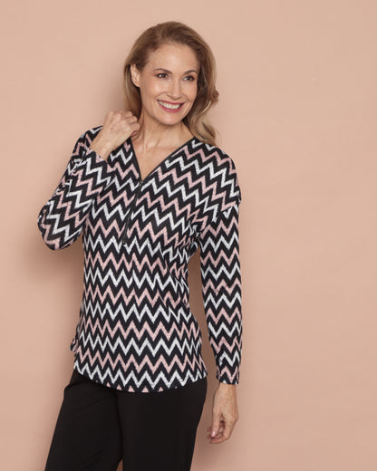 Redgrove Zip Top - Blush Chevron