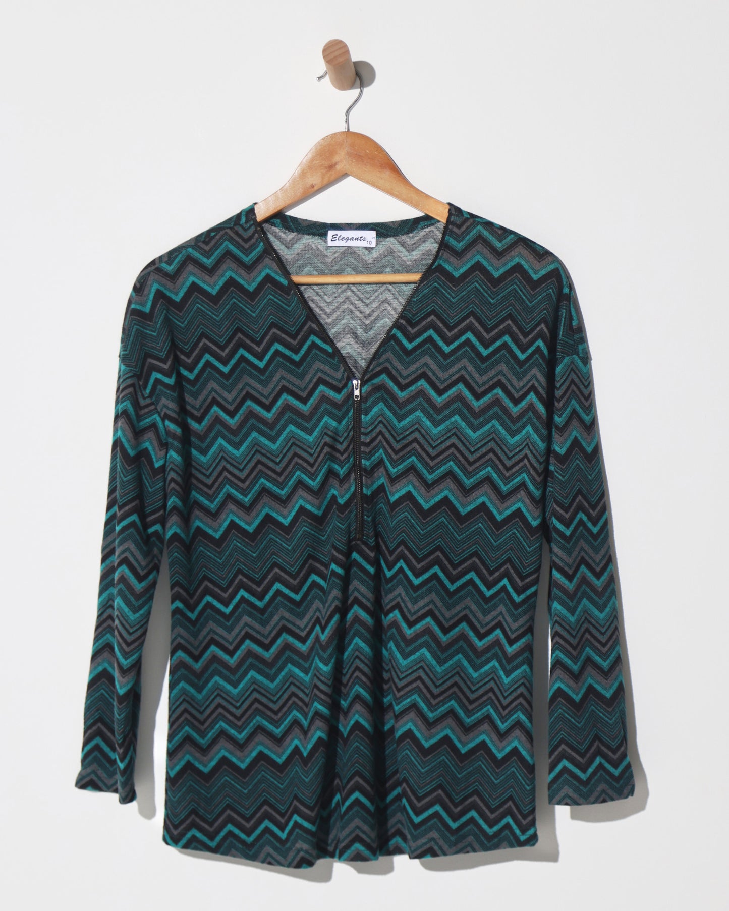 Redgrove Zip Top - Teal Chevron