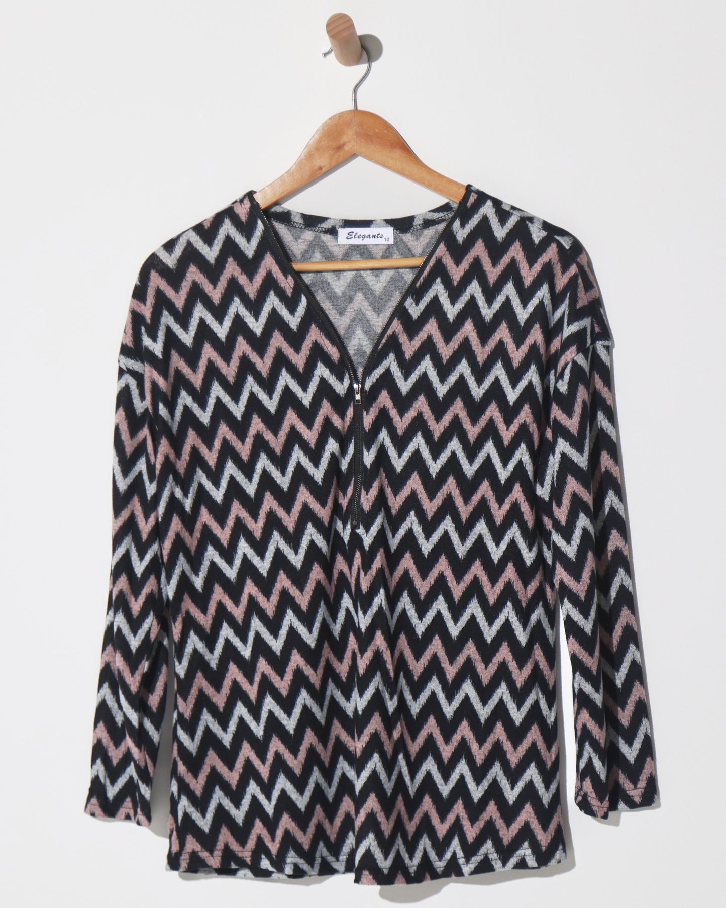 Redgrove Zip Top - Blush Chevron