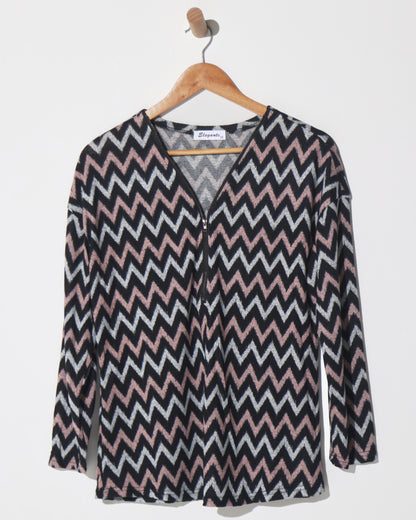 Redgrove Zip Top - Blush Chevron
