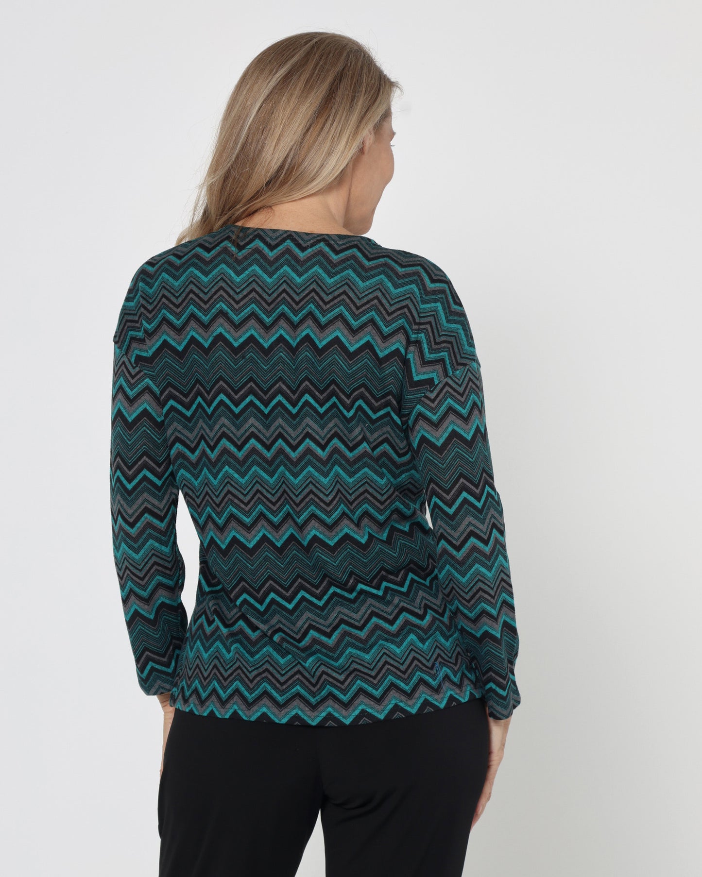 Redgrove Zip Top - Teal Chevron