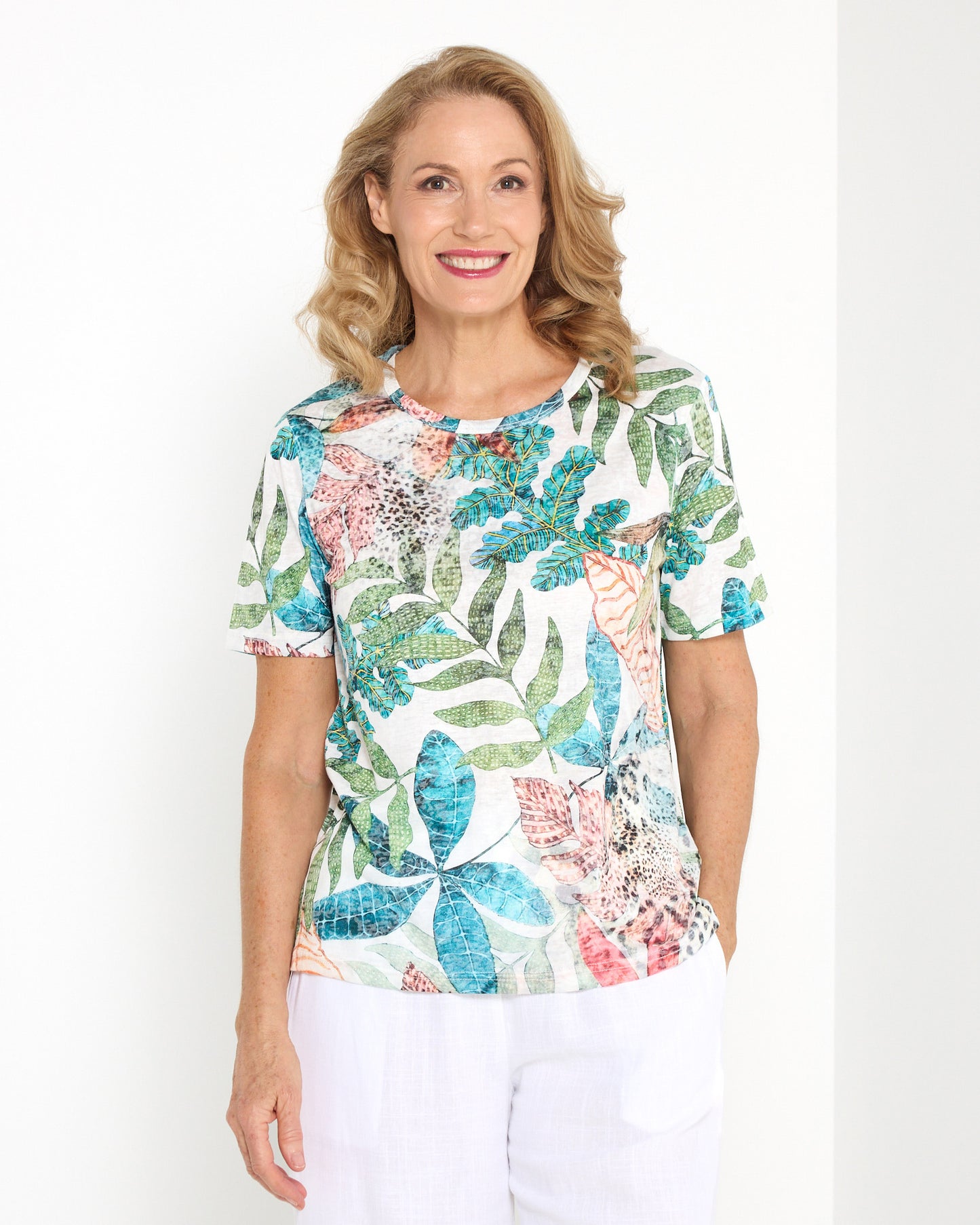 Callie Burnout Tee - Savannah Leaf