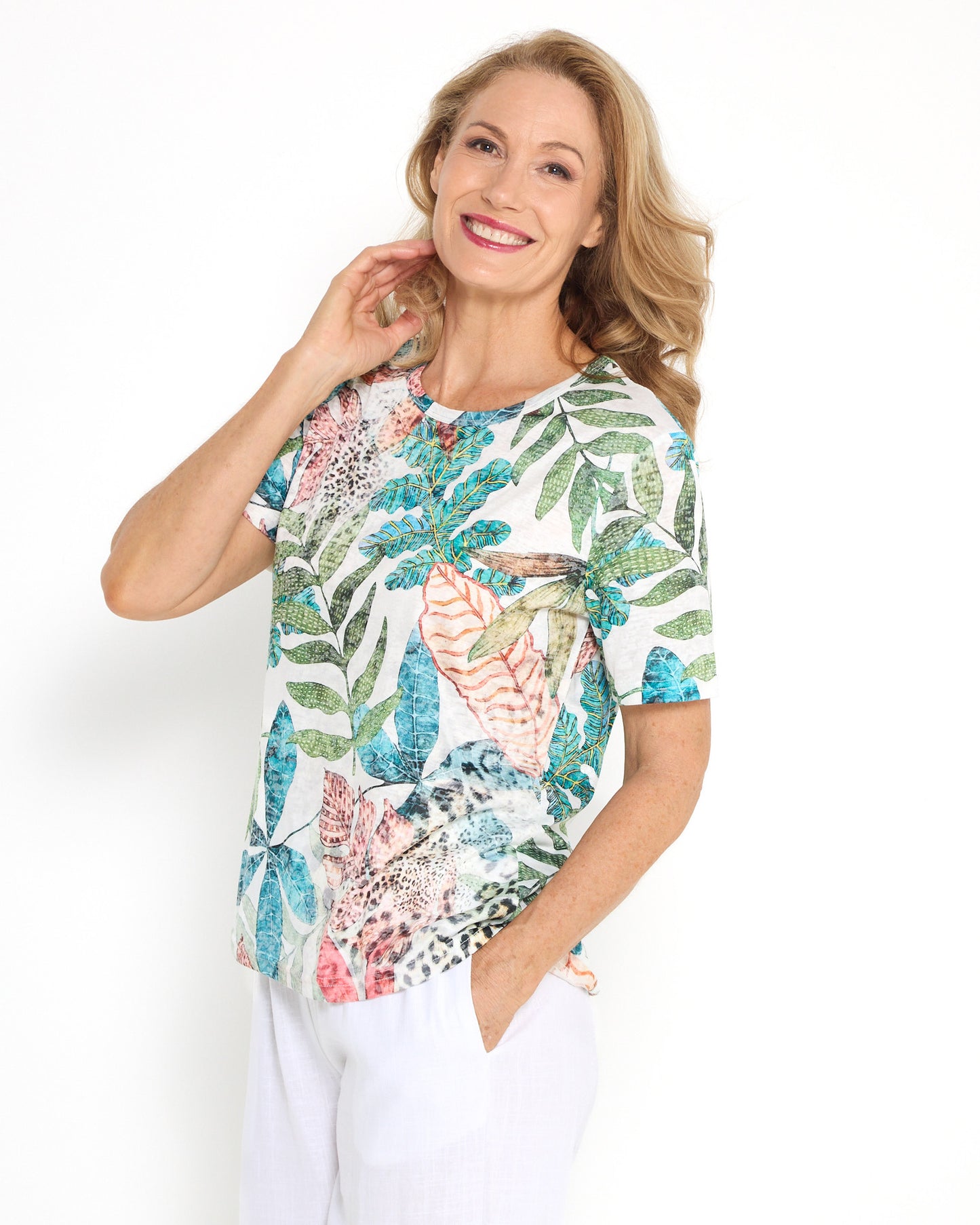 Callie Burnout Tee - Savannah Leaf